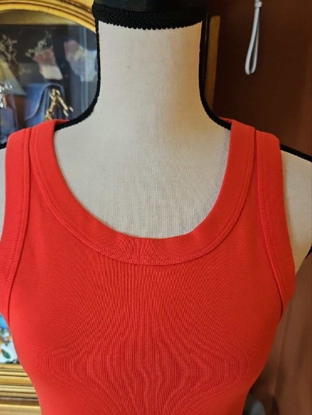 Michael Stars Orange-Red Ribbed Tank Size S - Picture 2 of 9